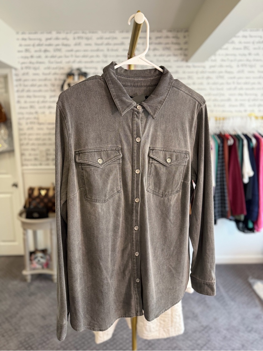 Susan Graver Cool Touch Denim Button Front Shirt